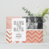 Sla de datum op - Ombre Chevron Stripe Zig Zag Fot Kaart (Staand voorkant)