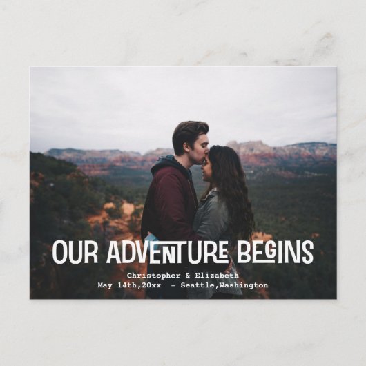 Sla de datum op Ons Adventure Wedding Verloving Briefkaart (Voorkant)