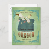 Sla de datum op - Oregon kaart met mooie vogels (Voorkant / Achterkant)