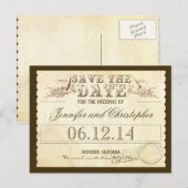 Sla de datum op Oude vintage tickets Typografische Aankondigingskaart (Voorkant / Achterkant)