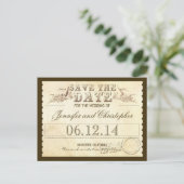 Sla de datum op Oude vintage tickets Typografische Aankondigingskaart (Staand voorkant)