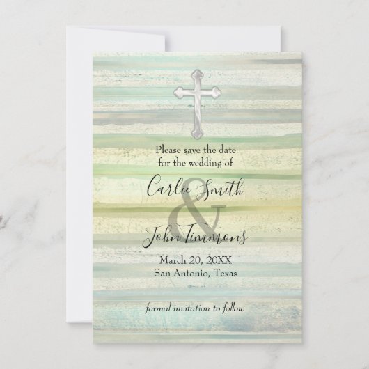 Sla de datum op Parelkleurige Cross Soft Cool Colo Save The Date (Voorkant)