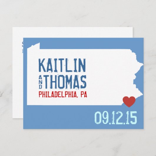 Sla de datum op - - Pennsylvania Aankondigingskaart (Voorkant / Achterkant)