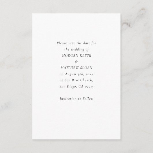 Sla de datum op Personaliseer foto & namen Informatiekaartje (Achterkant)