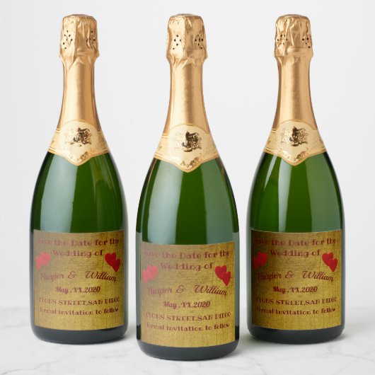 Sla de datum op,Persoonlijk Sparkling Wijnetiket (Flessen)