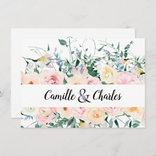 Sla de datum op Persoonlijke Trouwdag Bloemkaart Save The Date (Voorkant / Achterkant)