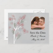 Sla de datum op - Pink Floral Tree Aankondigingskaart (Voorkant / Achterkant)
