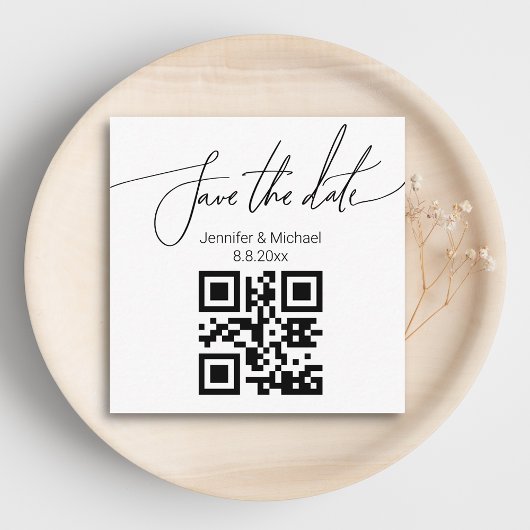 sla de datum op,qr code minimalistische trouw tre informatiekaartje