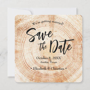 Sla de datum op QR code website Rustic Wood Weddin Kaart