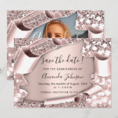 Sla de datum op QUINCEAÑERA Zoete 16e Roos Foto Save The Date (Voorkant / Achterkant)