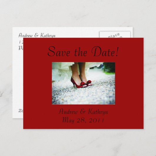 Sla de datum op, Red Aankondigingskaart (Voorkant / Achterkant)