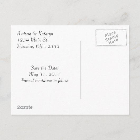 Sla de datum op, Red Aankondigingskaart (Achterkant)