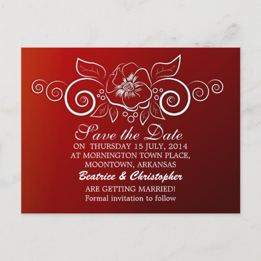 Sla de datum op Red Elegant briefkaarten (Voorkant)