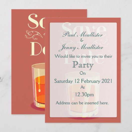 Sla de datum op Retro whisky-drank Kaart (Voorkant / Achterkant)