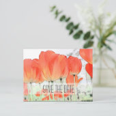 Sla de datum op, rode tulp bloemen foto aankondigingskaart (Staand voorkant)