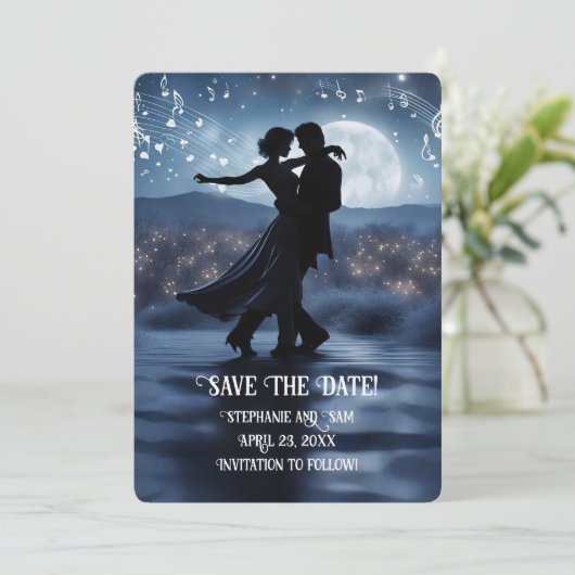 Sla de datum op Romantisch koppelmuziek Kaart (Staand voorkant)