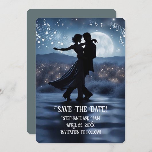 Sla de datum op Romantisch paar muziek Kaart (Voorkant / Achterkant)