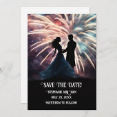 Sla de datum op Romantisch stel dat danst Vuurwerk Kaart (Voorkant / Achterkant)