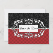 Sla de datum op Rood en Zwarte Elegante Rol Aanpas Kaart (Voorkant)