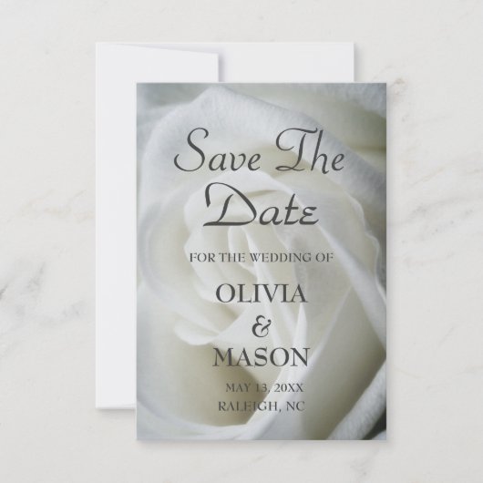 Sla de datum op - Roos Wit getextureerd Save The Date (Voorkant)
