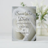 Sla de datum op - Roos Wit getextureerd Save The Date (Staand voorkant)