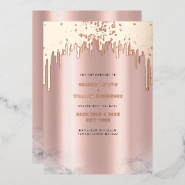 Sla de datum op Rosegold Glitter Drips Folie Kaart