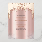 Sla de datum op Rosegold Glitter Drips Folie Kaart (Voorkant)