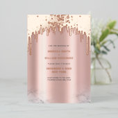 Sla de datum op Rosegold Glitter Drips Folie Kaart (Staand Voorkant)