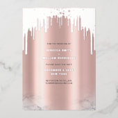 Sla de datum op Rosegold Glitter Drips Silver Folie Feestdagenkaart (Voorkant)