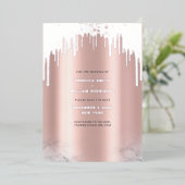 Sla de datum op Rosegold Glitter Drips Silver Folie Feestdagenkaart (Staand Voorkant)