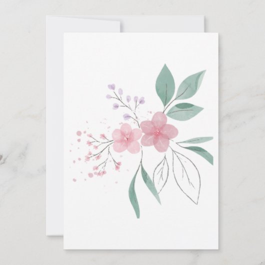 Sla de datum op Roze Bloem Huwelijksuitnodigingen Kaart (Achterkant)