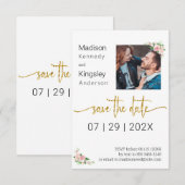 Sla de datum op Roze Bloemenlente Foto Save The Date (Voorkant / Achterkant)