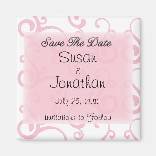 Sla de datum op Roze Scroll Magneet (Voorkant)