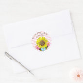 Sla de datum op Roze Streep Zonnebloem Stickers (Envelop)