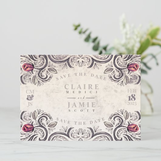 Sla de datum op, RUSTIC ROOS flat card Kaart (Staand voorkant)