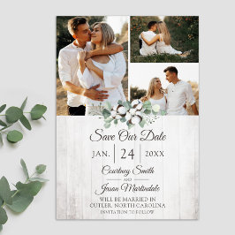 Sla de datum op Rustic Southern Cotton Trouwkaart Kaart