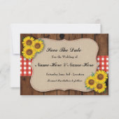 Sla de datum op Rustic Sunflower Red Check Kaart (Voorkant)