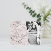Sla de datum op Rustic White Birch Verloving Foto Briefkaart (Staand voorkant)