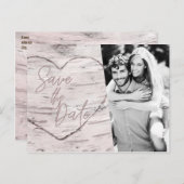 Sla de datum op Rustic White Birch Verloving Foto Briefkaart (Voorkant / Achterkant)