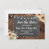 Sla de datum op Rustic Wood Zonnebloem Lichten Uit Save The Date (Voorkant)