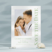 Sla de datum op Sage Green Stijlvolle moderne brui Save The Date