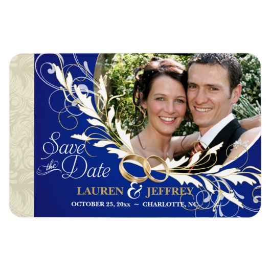 Sla de datum op - Sapphire Blue & Sage fotomagnete Magneet (Horizontaal)