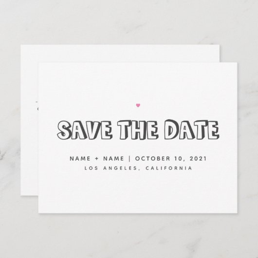 Sla de datum op Schattigee eenvoudige huwelijksaan Briefkaart (Voorkant / Achterkant)