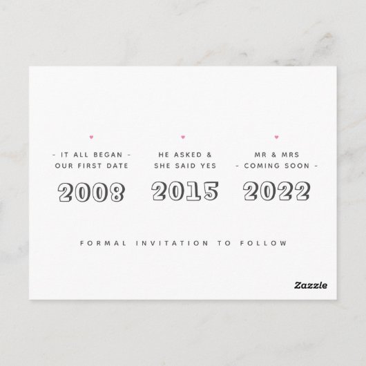 Sla de datum op Schattigee eenvoudige huwelijksaan Briefkaart (Achterkant)