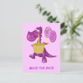 Sla de datum op Schattigee Paarse drakenballonnen Aankondigingskaart (Staand voorkant)