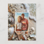 Sla de datum op Schelpen Parels Zeester Strand Briefkaart (Voorkant)