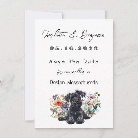 Sla de datum op Schnauzer Dog Wedding Aankondiging (Voorkant)