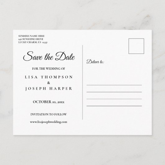 Sla de datum op Script Agenda Gouden Hart Ansichtk Aankondigingskaart (Achterkant)