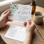 Sla de datum op Script Eenvoudig Elegant Eucalyptu Briefkaart