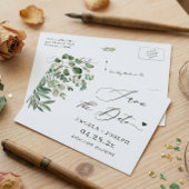 Sla de datum op Script Eenvoudig Elegant Eucalyptu Briefkaart
